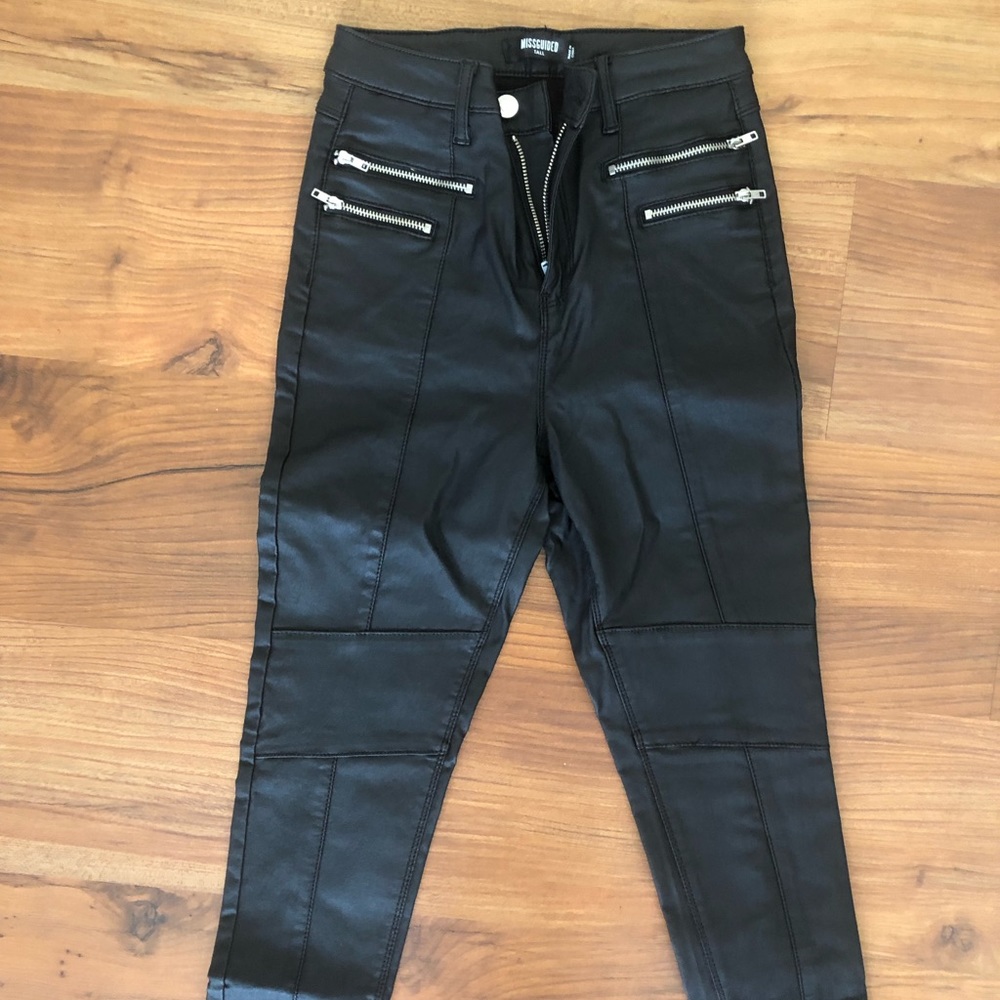 Missguided Tall Faux Leather Moto Pants